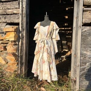 Floral Cream Vintage Bedsheet Wrap Dress